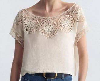 Nili Lotan Caila Crochet Top In Ivory