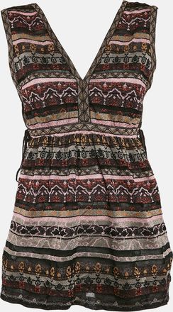 M Missoni Burgundy Lurex Knit Sleeveless Top