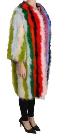 Dolce & Gabbana Womens Multicolor Turkey Feather Cape Fur Coat Clothing