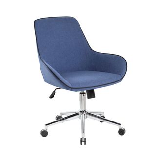 Dmora Silla De Oficina Dcampan, Silla Operativa Con Ruedas, Asiento De Oficina Ergon&oacute;mico, 66x59h98 Cm, Azul - Dmora