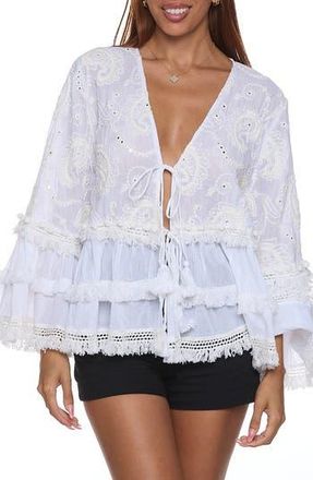 Ranee’s Ruffle Sleeve Cover-Up Top in White at Nordstrom Rack, Size Large/x-Large