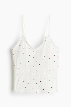 H&M Tr&auml;gertop aus Pointelle - Weiss/Herzen
