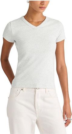 Madewell High V Ribbed Baby T-Shirts Womens Clothing Hthr Slate : XL (Womens 14-16), Cotton