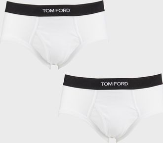 Tom Ford Men & apos;s 2-Pack Solid Jersey Logo-Waist Briefs