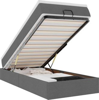 vidaXL Estructura Cama Otomana Colch&oacute;n Tela Gris Oscuro 90x190cm Vidaxl