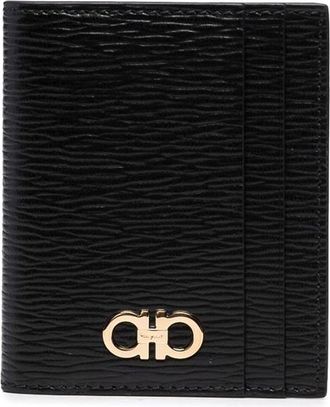 Ferragamo Hammered Leather Gancini Bi-Fold Card Holder