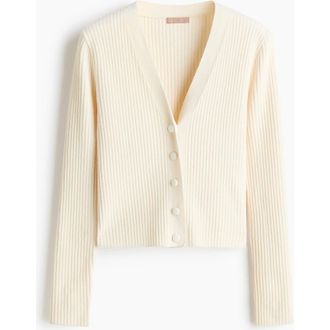 H&M Rib-knit Cardigan in Cream at Nordstrom, Size Xx-Large