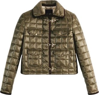 Fay Winter Jackets, female, Brown, Size: M Womens Clothing Outerwear Green Aw25