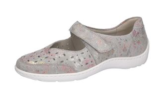 Waldl&auml;ufer Riemchenballerina WALDL&Auml;UFER HENNI, Damen, Gr. 4,5 (37,5), grau (hellgrau), Veloursleder, metallic, Schuhe Riemchenballerina, Keilabsatz, Halbschuh, K
