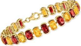 Ross-Simons Garnet and Citrine Bracelet in 18kt Gold Over Sterling