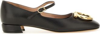 Ferragamo Black Leather Ballet Flats