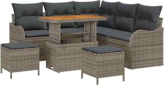 vidaXL Garden Sofa Set with Cushion with Storage 8 pcs Grey vidaXL