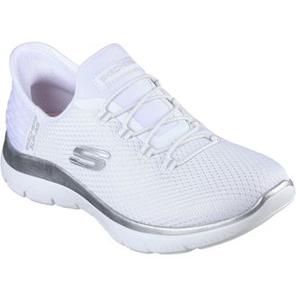 Skechers Summits Diamond Dream Textile WoMens White/Silver Trainers - Size UK 5