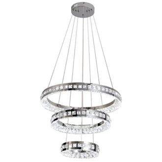 Trade Shop TrAdE Shop Traesio - Lampadario Led A Sospensione Soffitto 46w Cct 3 Anelli Decorati Cristalli Acrilico B50-3c