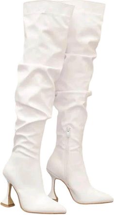 Generic Womens Winter Stiletto Pointed Toe Heeled Knee Boots Heel Side Zipper Thigh Booties