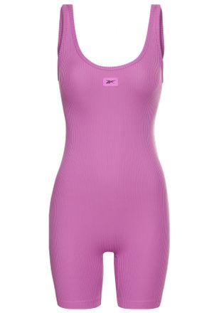 Reebok Playsuit REEBOK D Bodysuit, Damen, Gr. L, N-Gr, lila (lila rave), Rippware, Obermaterial: 77% Polyester, 23% Elasthan, figurbetont, U-Boot-Ausschnitt,