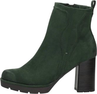 Marco Tozzi Enkellaarsjes Hak - Dames - Laarzen met Hak - Groen - 38 EU - Leer - Schoenen
