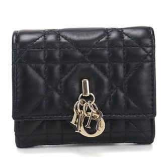 Dior Black Leather Wallet (Tri-Fold) (Pre-Owned)