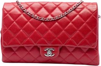 Chanel Pre-owned Vintage Quilted Caviar Leather Shoulder Bag - Dames - Vintage Schoudertas - Rood - ONE Size - Leer - Vintage