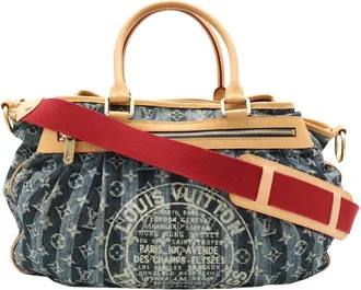 Louis Vuitton Blue Monogram Denim Shoulder Bag Tote Bag (Pre-Owned)