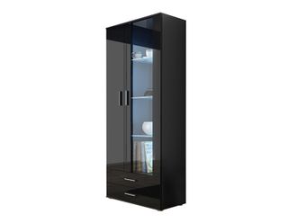 Mirjan24 Mobilier1 - Estanter&iacute;a Tornola 105, Negro + Negro Brillante, Con Cajones, Con Puertas, Cerrable, Aglomerado Laminado, Vidrio, N&uacute;mero De Puertas: 0, N&uacute;