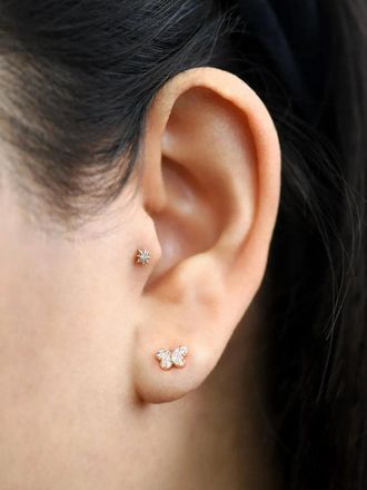 Anzie 14K yellow gold Love Letter diamond earrings - Goud