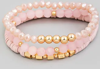 Fame Accessories Womens Stack Beaded Bracelets In Pink
