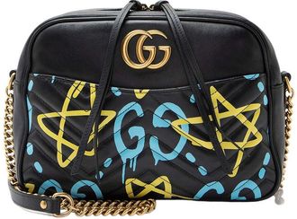 Gucci Matelass&eacute; Leather Gg Marmont Ghost Medium Camera Bag (Authentic Pre- Loved)
