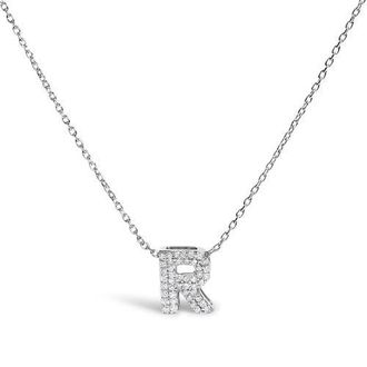 House of Brilliance 10K Gold Diamond Accent A-Z Initial Bubble Pendant Necklace in White | R at Nordstrom