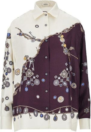 Versace Silk shirt with Stolen Jewels print Woman 46
