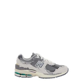 New Balance Sneakers, male, Gray, Size: 5 1/2 US Grey Logo Patch Suede Sneakers