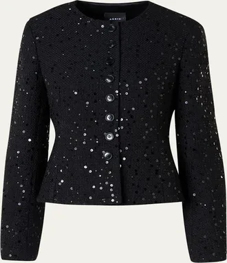 Akris Kelis Sequined Tweed Jacket