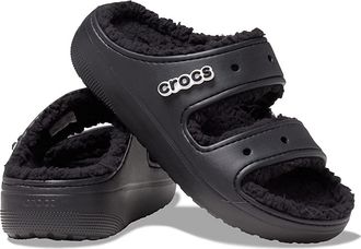 Crocs Classic Cozzzy Sandals Shoes Black/Black : Mens 3 - Womens 5 Medium, Textile