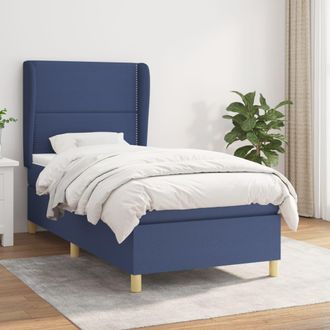 vidaXL Vidaxl - Cama Box Spring Con Colch&oacute;n Tela Azul 100x200 Cm