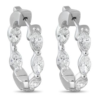 Luxury Bazaar 18K White Gold 2.40ct Diamond Hoop Earrings AER-20854