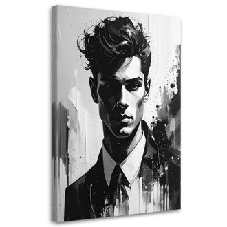 Feeby Cuadro En Lienzo Retrato En Blanco Y Negro De Un Hombre Elegante Con Traje 70x100