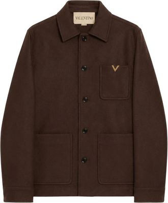 Valentino Vgold Dry Wool Overshirt - Heren - Zomerjassen - Bruin - XL - Wol - Jassen
