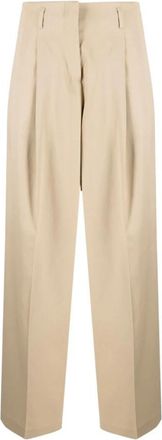 Golden Goose High Waisted Wide Leg Broeken - Dames - Wijde Broeken - Geel - M - Wol - Broeken