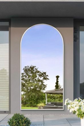 MirrorOutlet White Framed Arched Leaner/Wall Garden Mirror 79 x 39 (200x100CM) | Size: 1 Pack