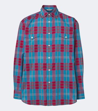 Auralee Camisa de algod&oacute;n y seda a cuadros
