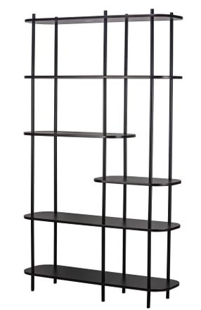 Nordlys Modern Industrial 5-Level Wooden Bookshelf in Black