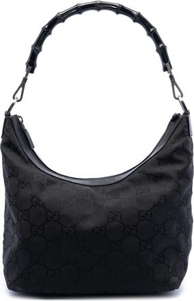 Gucci Pre-owned Womens Gg Nylon Bamboo Shoulder Bag - Black Textile - One Size