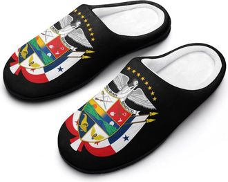Generic Coat of Arms of Panama Mens House Slippers Memory Foam Washable Cotton Slip on Home Shoes