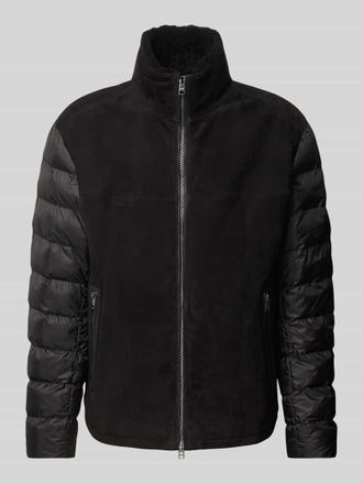 HUGO BOSS Jacke aus Ziegenleder mit Stehkragen Modell Mauricio in Black, Größe 52