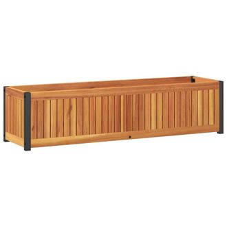 Berkfield Home Garden Planter 110x30x27.5 cm Solid Wood Acacia & Steel in Brown