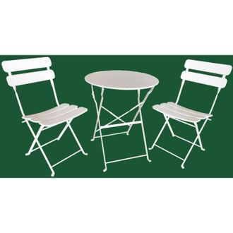Gardenia Set Bistro Denver in metallo - tavolo + 2 sedie - colore bianco