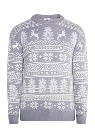 Mymo Kersttrui Heren grijs wit