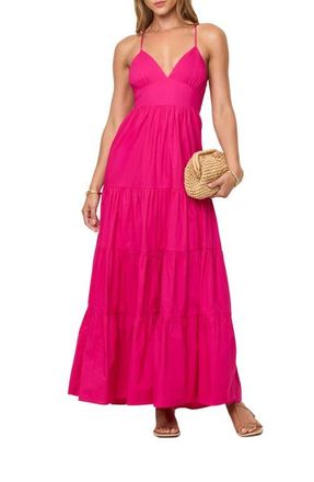 L*Space Laina Tiered Cotton Poplin Cover-Up Maxi Dress in Bougainvillea at Nordstrom, Size X-Small