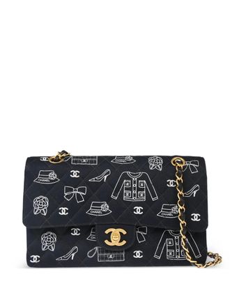 Chanel 2002 medium Classic Double Flap shoulder bag - women - Canvas - One Size - Blue