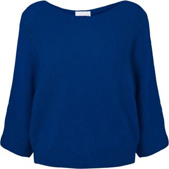 Americandreams Heidy Pullover met Korte Mouwen - Dames - Ronde hals truien - Blauw - S/M - Wol - Truien & Vesten